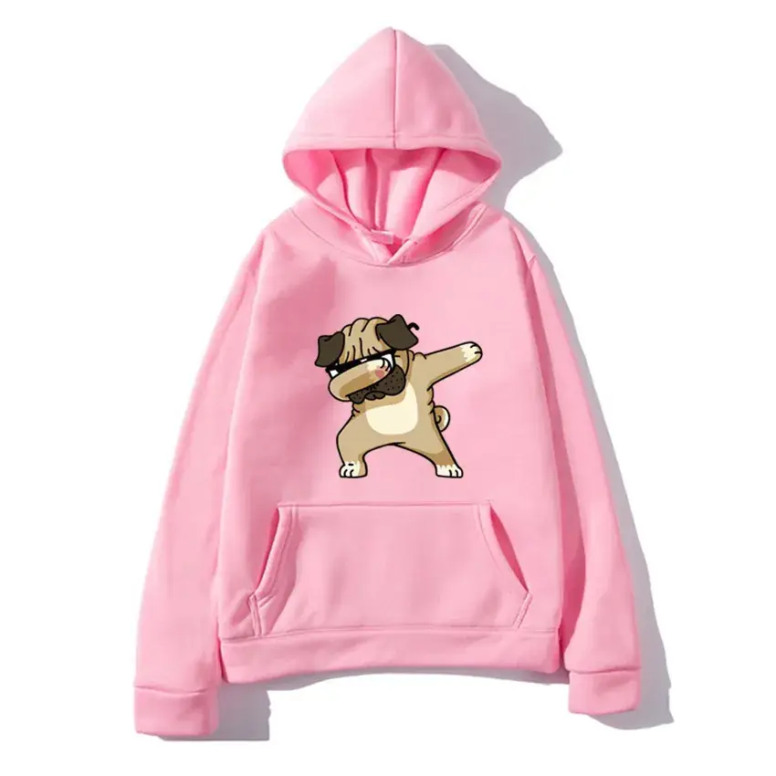 Men White Pug Graphic Hoodie 2020 Plus