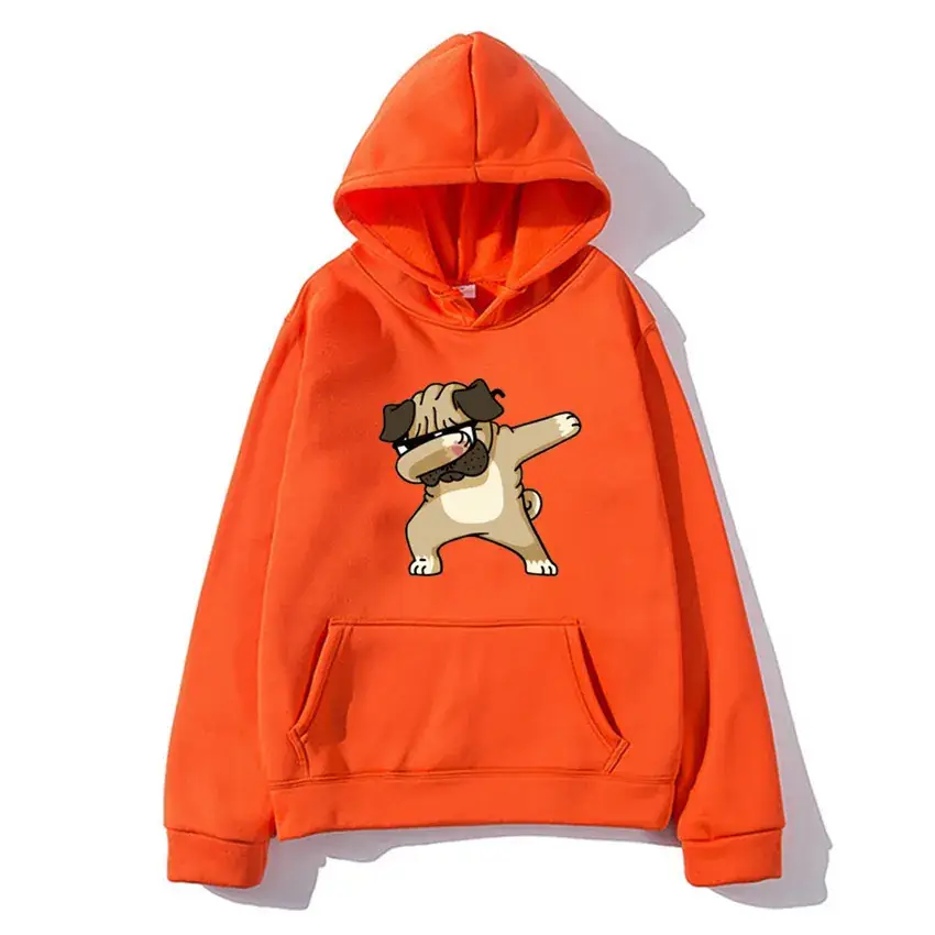 Men White Pug Graphic Hoodie 2020 Plus