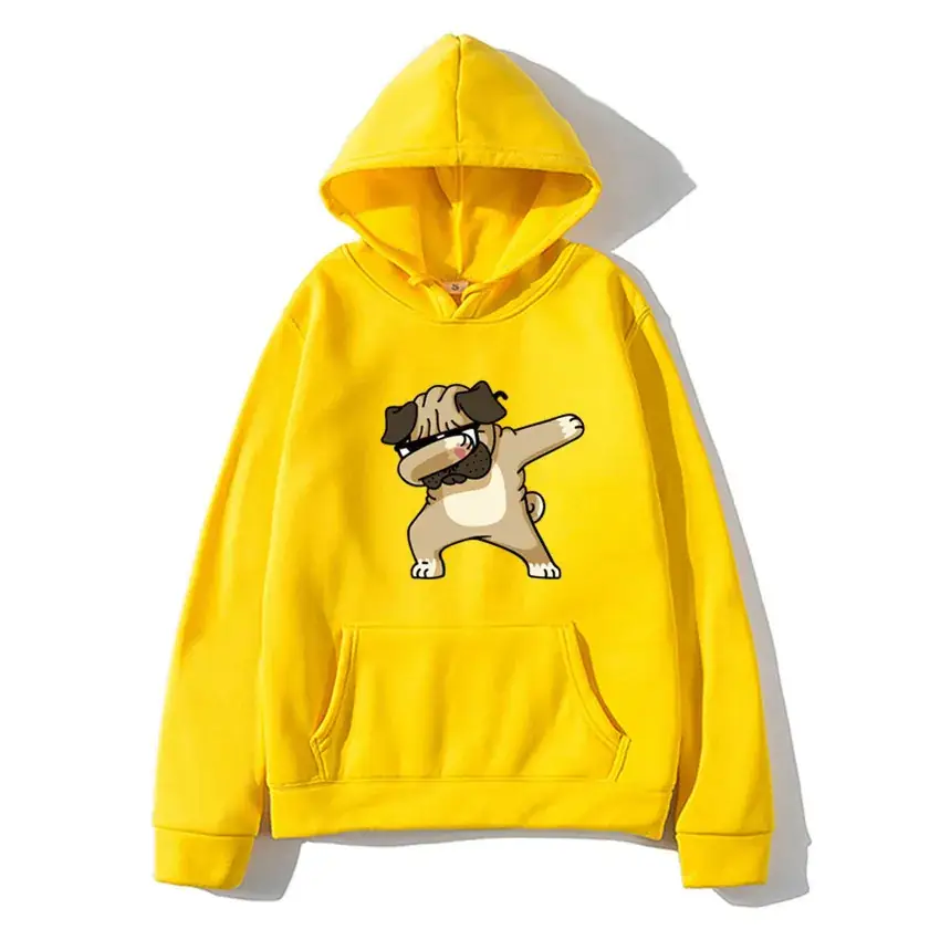 Men White Pug Graphic Hoodie 2020 Plus