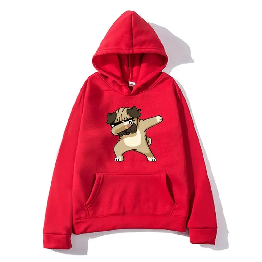 Men White Pug Graphic Hoodie 2020 Plus