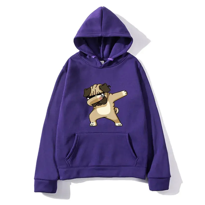 Men White Pug Graphic Hoodie 2020 Plus