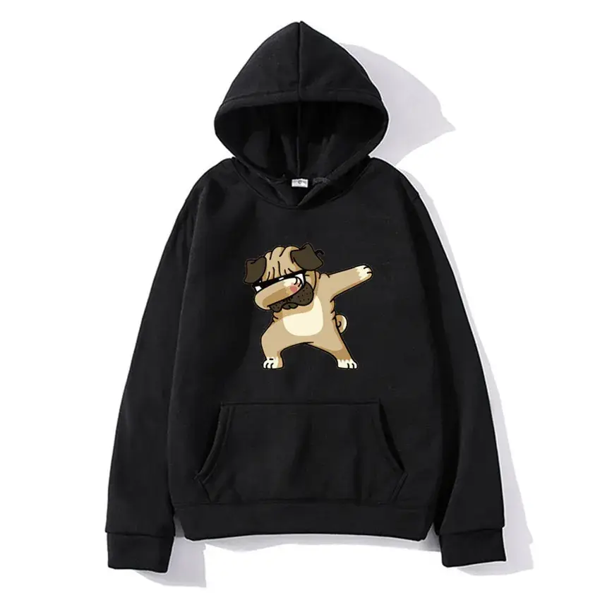 Men White Pug Graphic Hoodie 2020 Plus