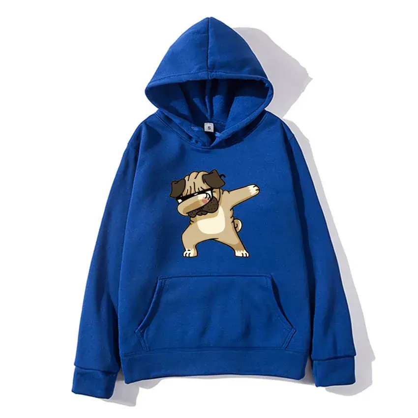 Men White Pug Graphic Hoodie 2020 Plus
