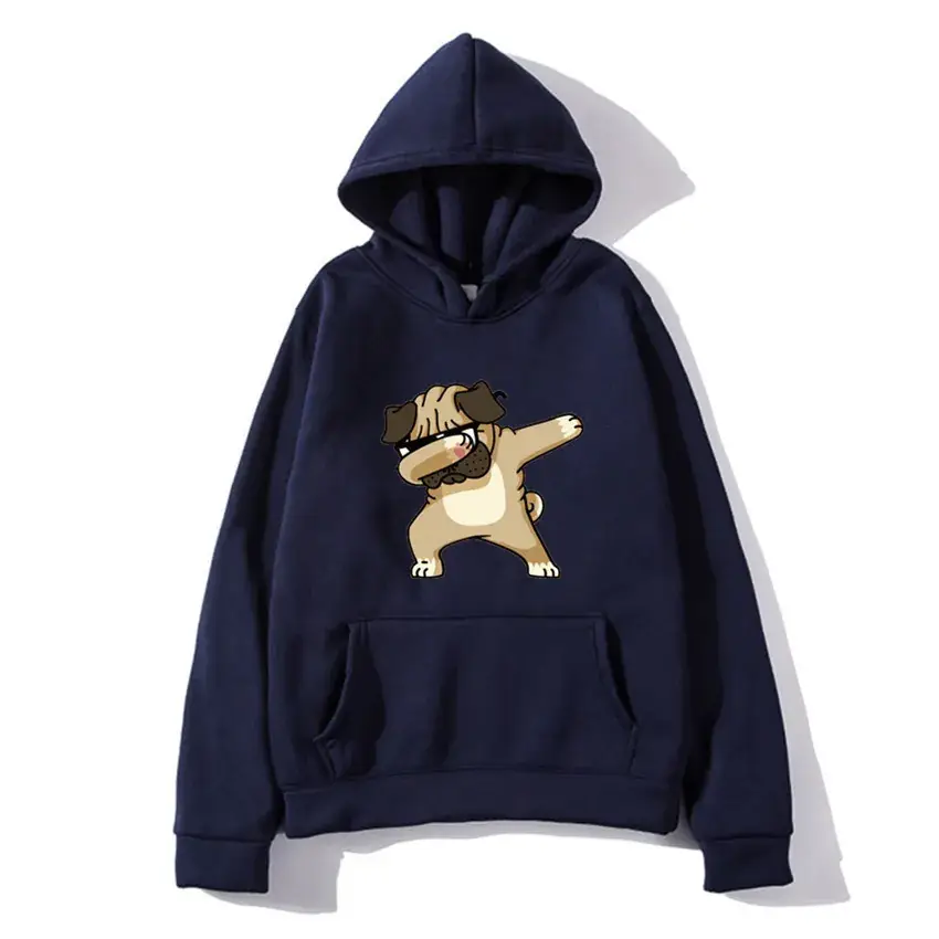 Men White Pug Graphic Hoodie 2020 Plus
