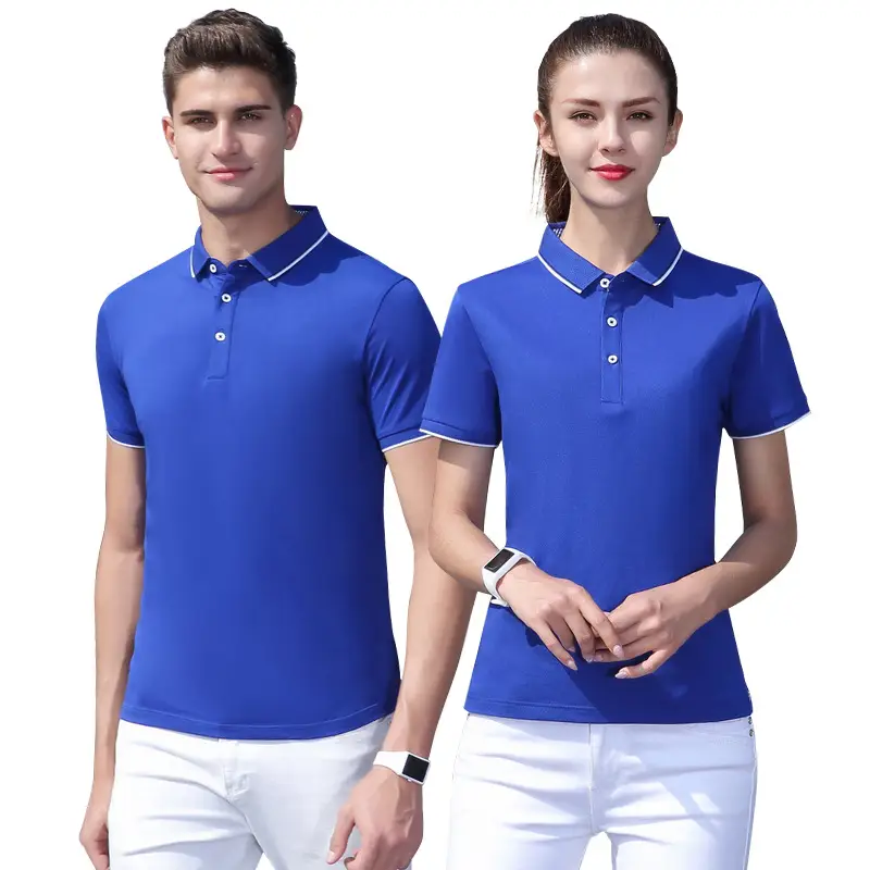 Men Blue Polo Shirt Collar Button Front Grey - Image 15