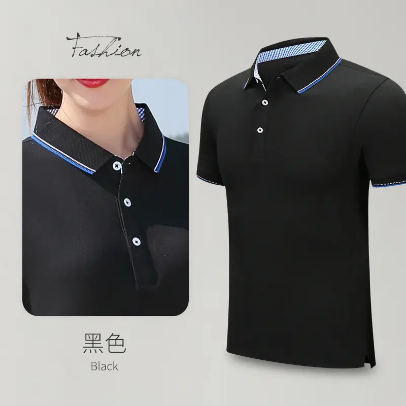 Men Blue Polo Shirt Collar Button Front Grey - Image 4