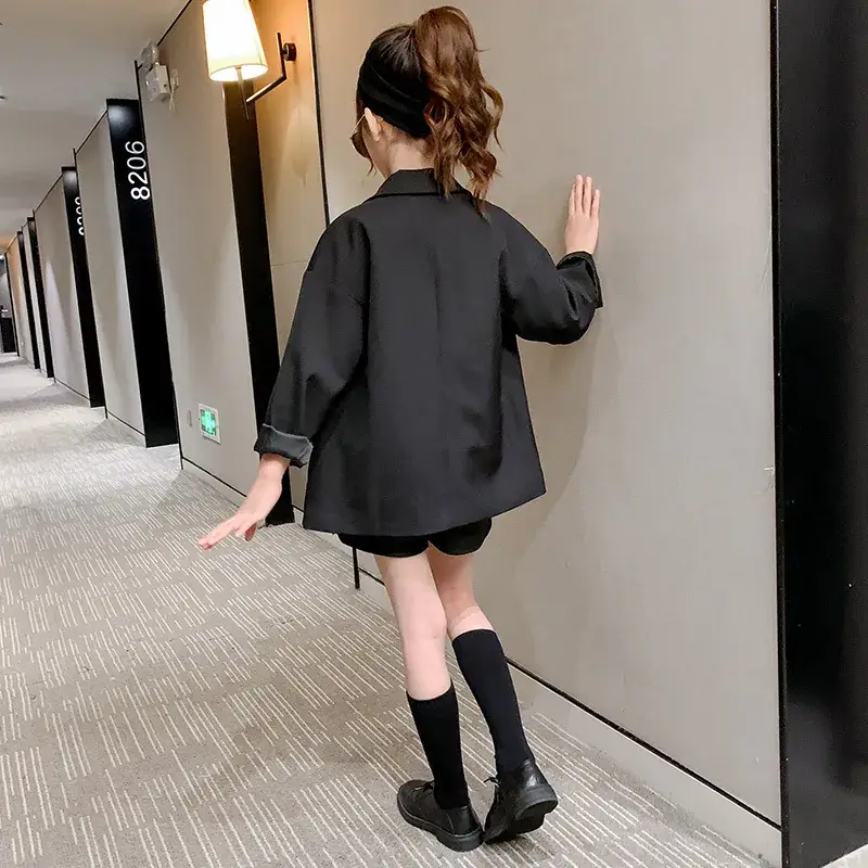 Black Korean Style Girls Blazer Trench Coat for Girls 2025 - Image 3
