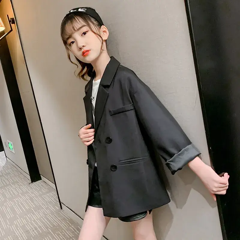 Black Korean Style Girls Blazer Trench Coat for Girls 2025 - Image 4