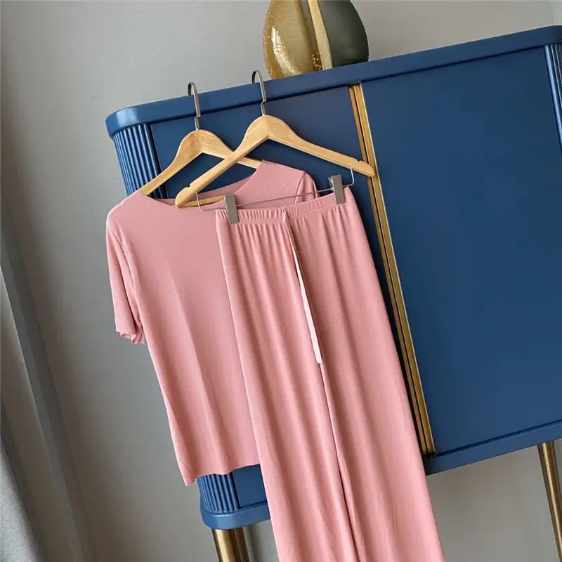 Pink Ice Silk 2-Piece Women's Suit Summer Casual - Image 10