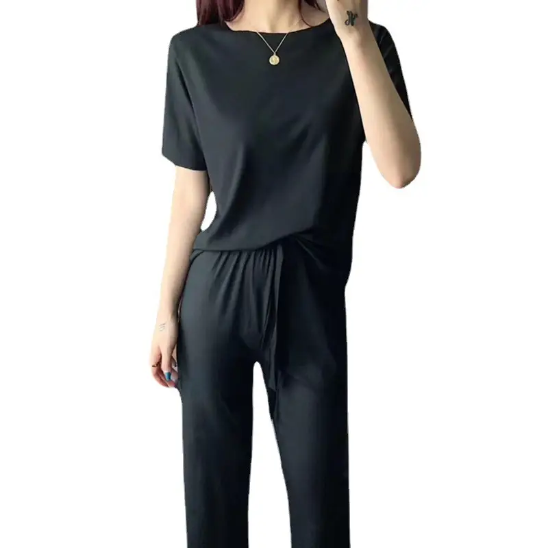 Pink Ice Silk 2-Piece Women's Suit Summer Casual - Image 12