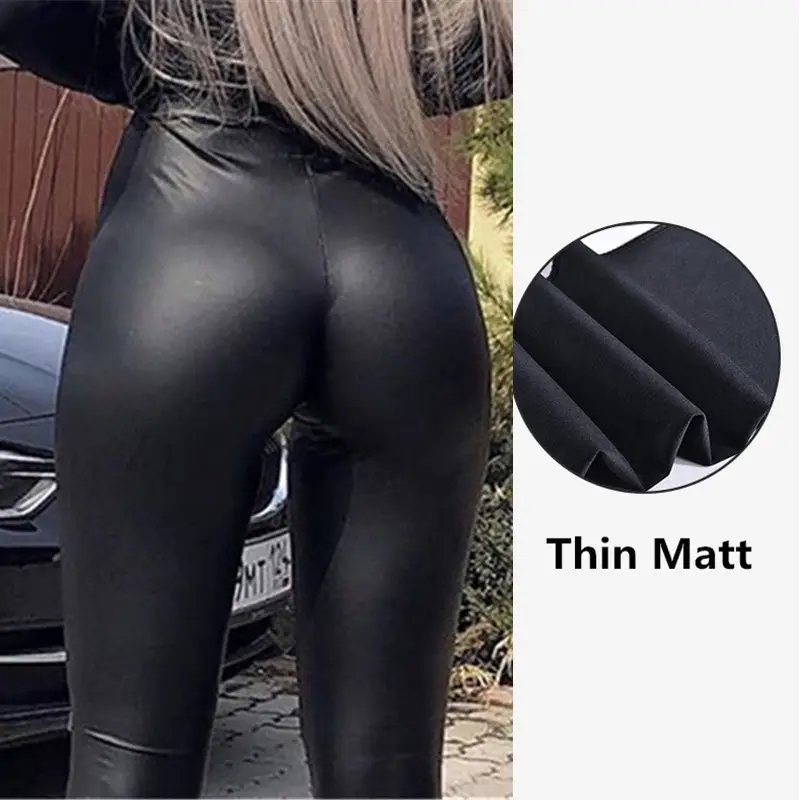 Green PU Leather High Waist Pencil Pants for Women - Image 3
