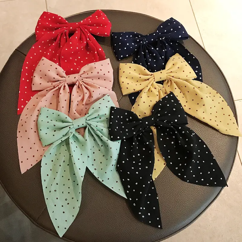 Black Polka Dot Big Bow Hairpin for Girls - Image 8