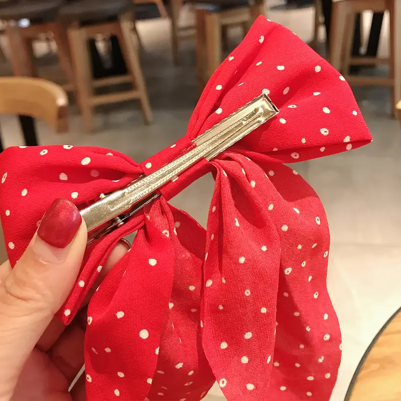Black Polka Dot Big Bow Hairpin for Girls - Image 10
