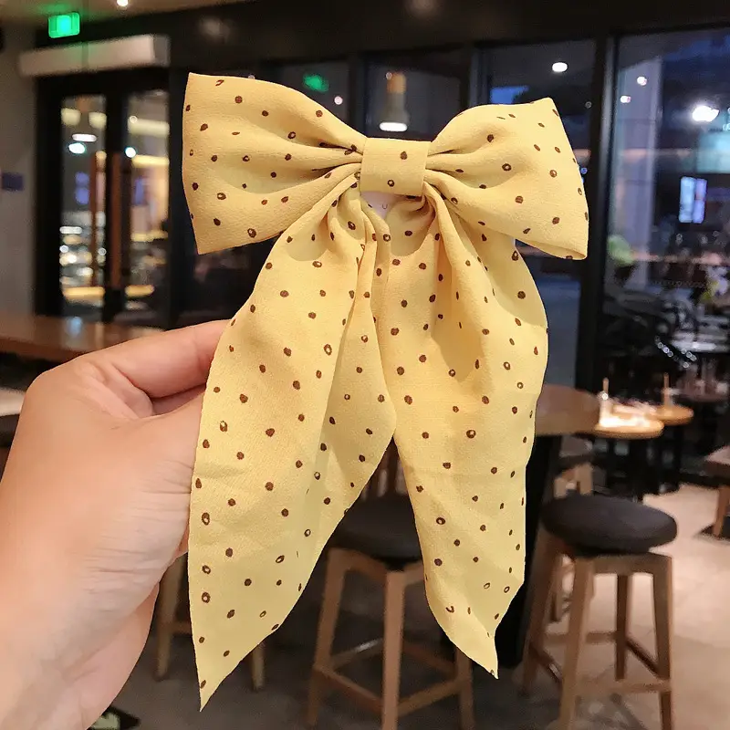Black Polka Dot Big Bow Hairpin for Girls - Image 2