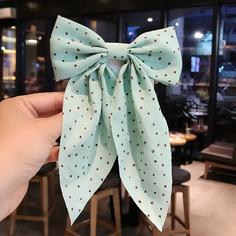 Black Polka Dot Big Bow Hairpin for Girls - Image 3