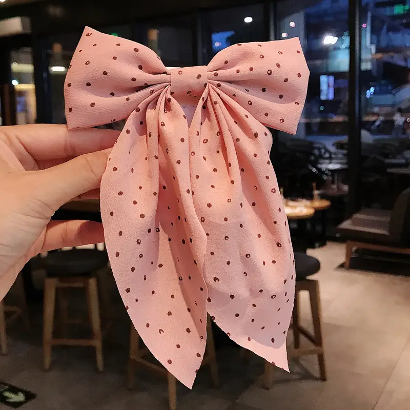Black Polka Dot Big Bow Hairpin for Girls - Image 4