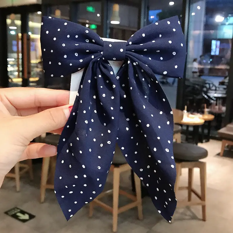 Black Polka Dot Big Bow Hairpin for Girls - Image 6
