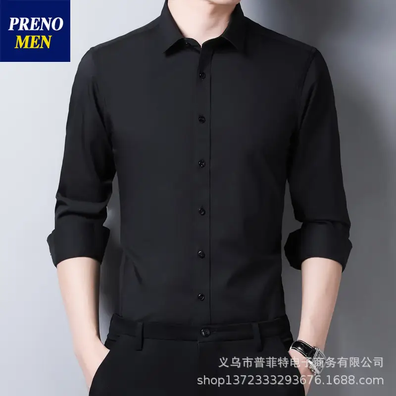 Men's White Slim Fit Long Sleeve Button Shirt - Image 10