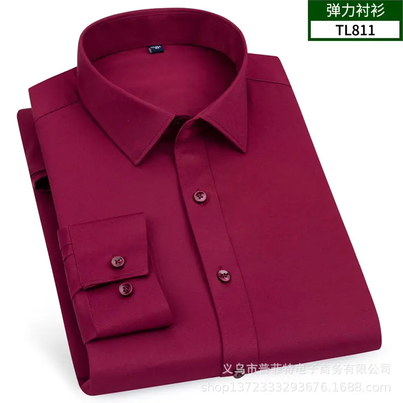 Men's White Slim Fit Long Sleeve Button Shirt - Image 7
