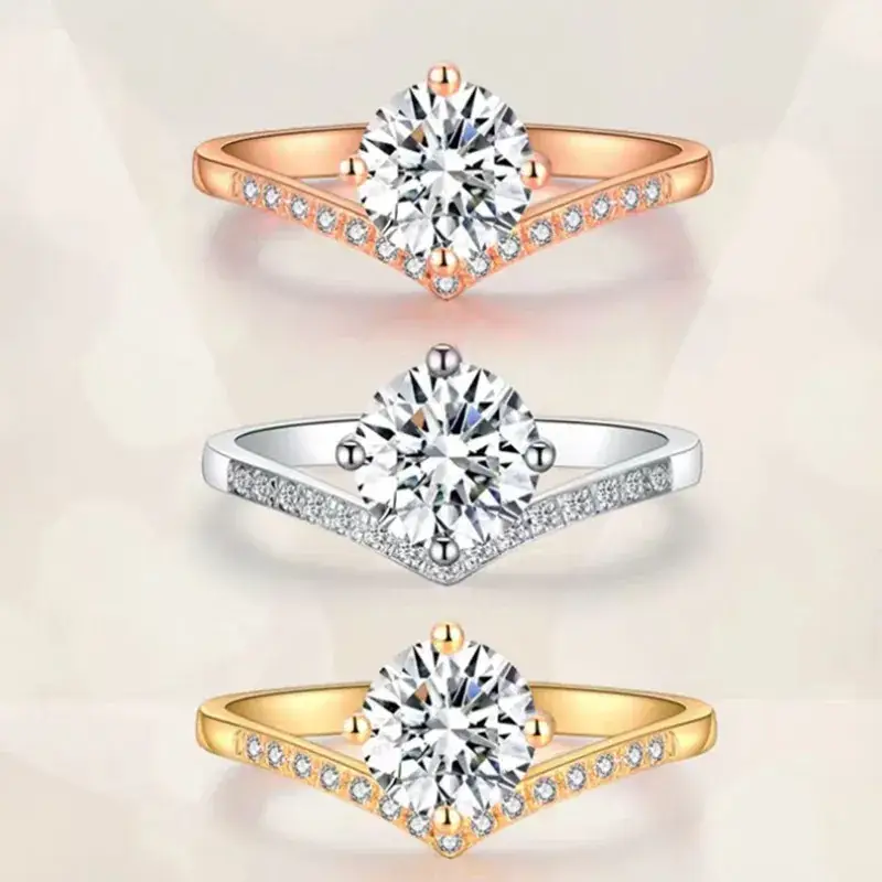 Moissanite Crown Ring 925 Silver White Gold Wedding Diamond - Image 2