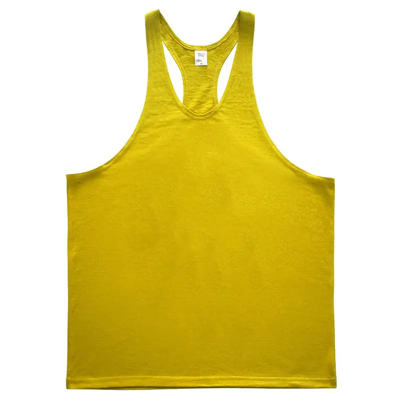Men's White Sleeveless I-Back Vest Cotton Summer Fitness