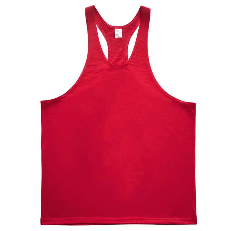 Men's White Sleeveless I-Back Vest Cotton Summer Fitness
