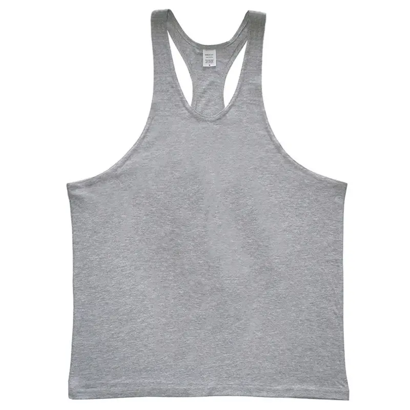 Men's White Sleeveless I-Back Vest Cotton Summer Fitness