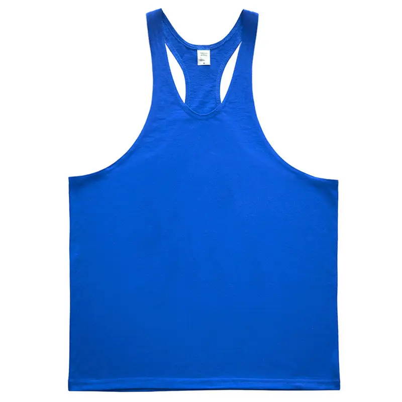 Men's White Sleeveless I-Back Vest Cotton Summer Fitness