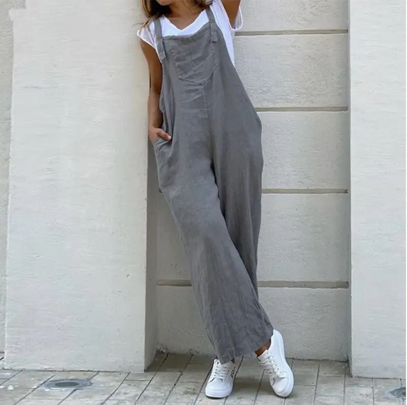 2023 Gray Long Jumpsuit Solid Color - Image 7