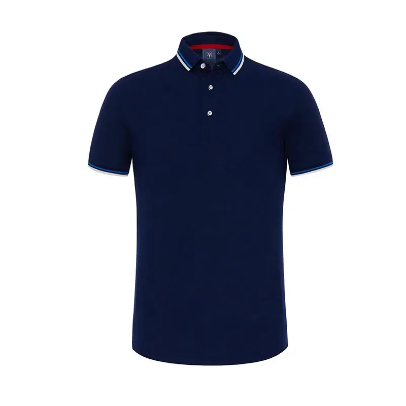 Gray Polo Shirt with Blue Trim for Men