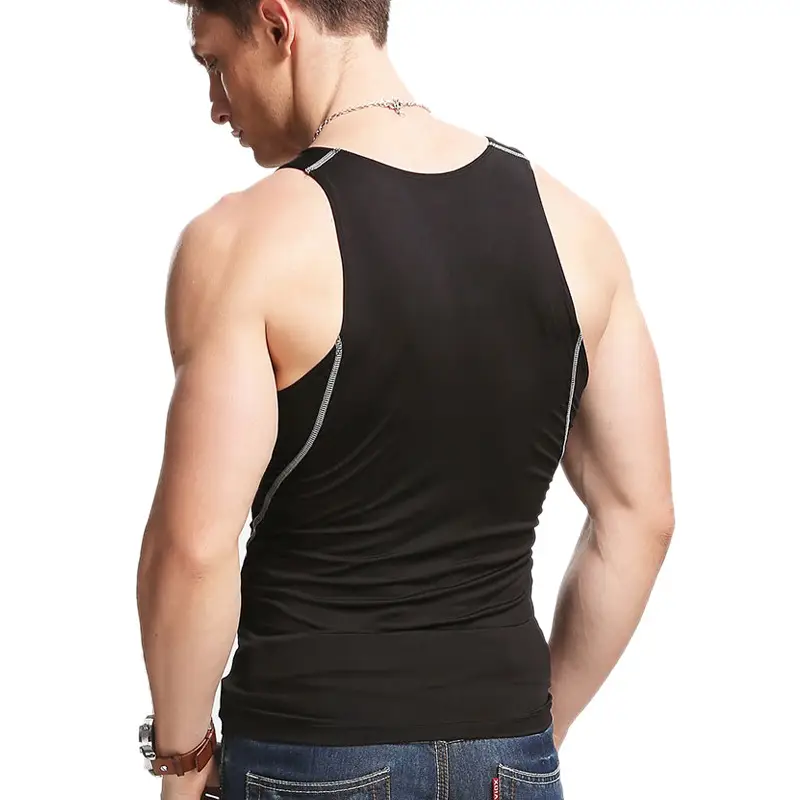 Black Sweat-Active Sports Vest with Round Neck Design — feature 7