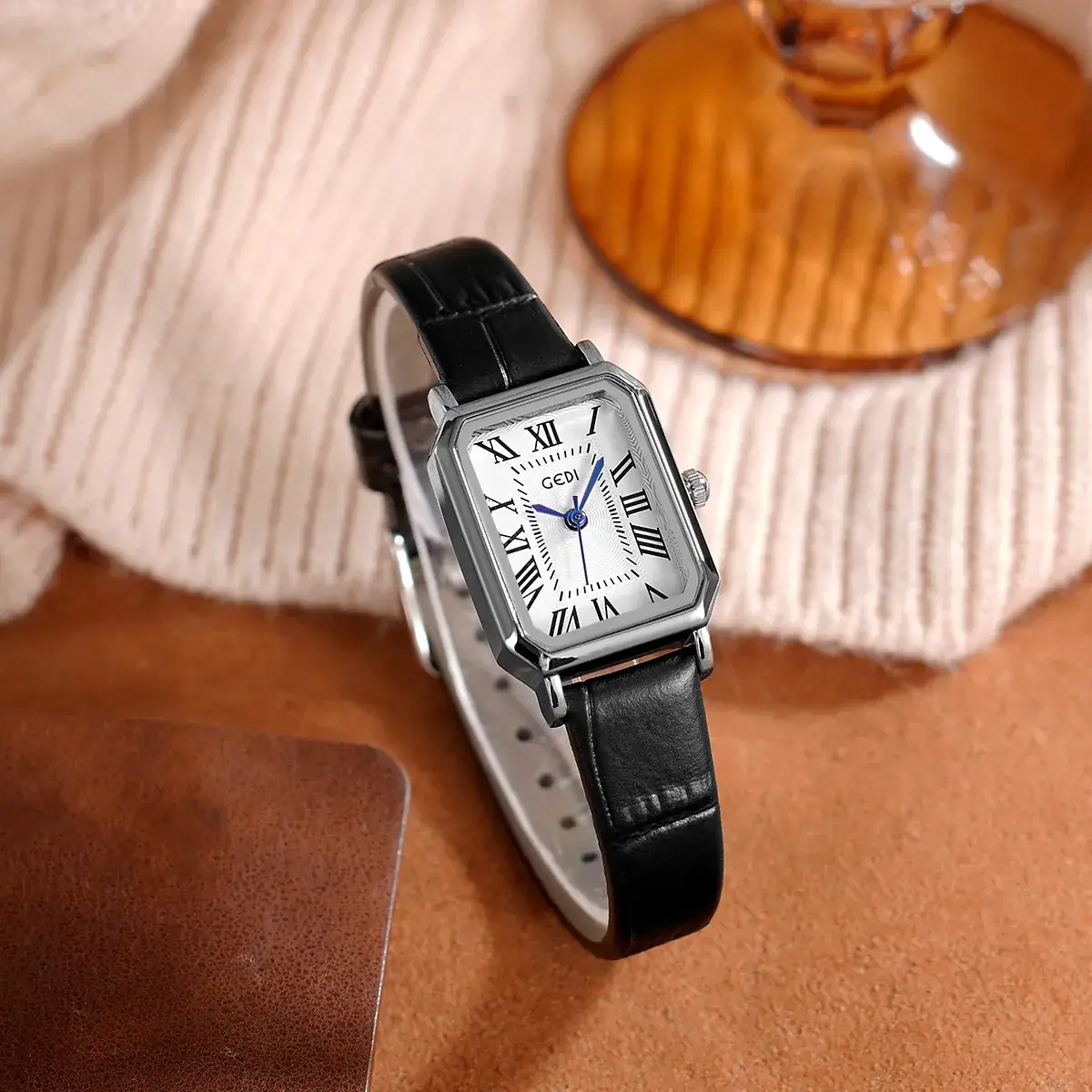 Gold Rose Gold Square Plate Women's Quartz Watch - Image 17