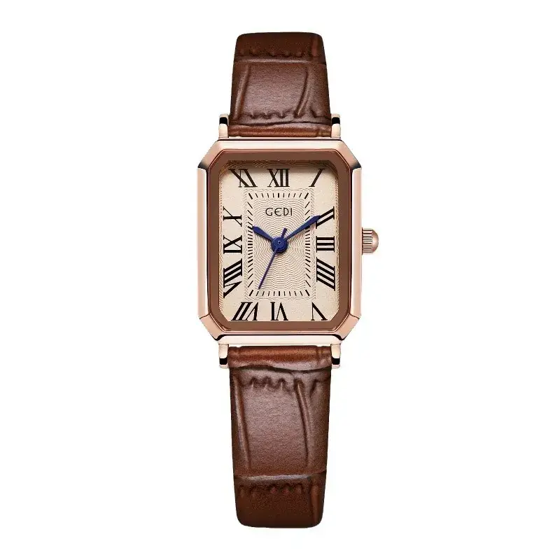 Gold Rose Gold Square Plate Women's Quartz Watch - Image 18
