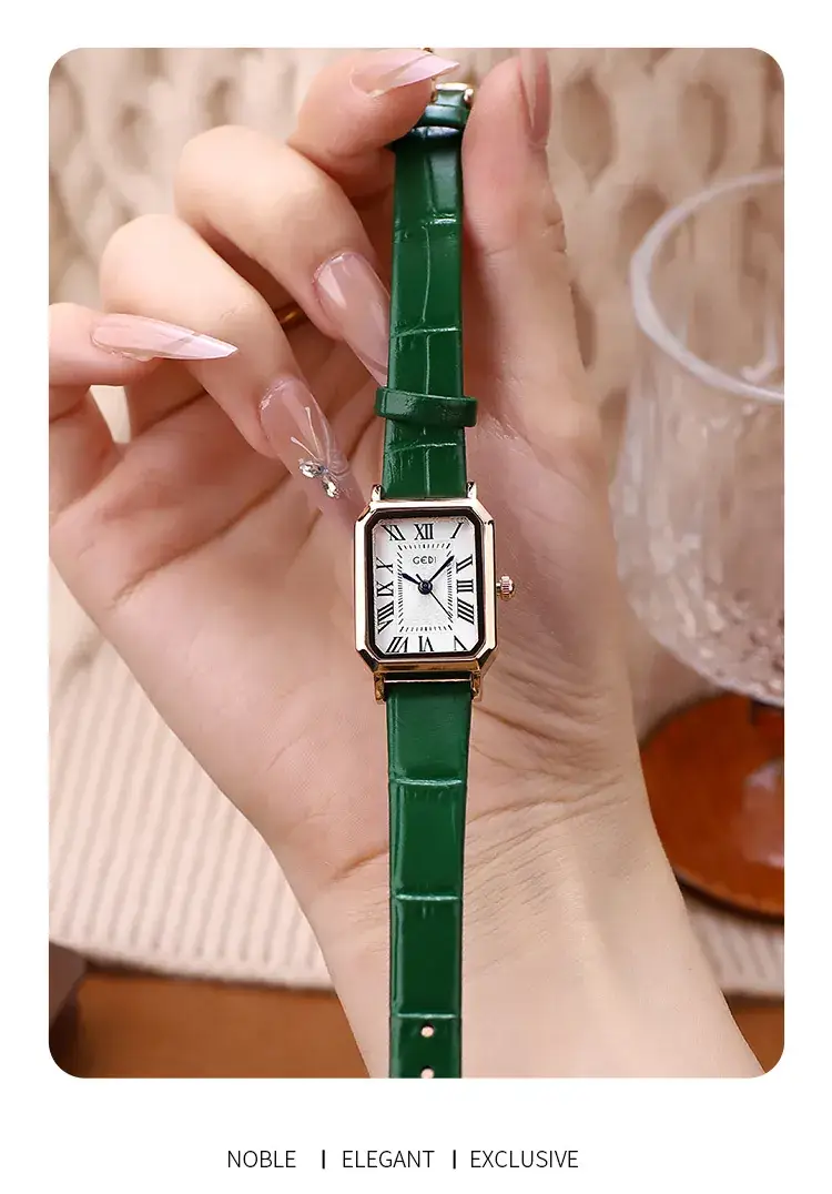 Gold Rose Gold Square Plate Women's Quartz Watch — feature 10