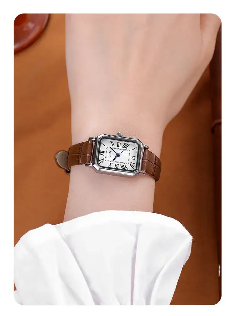 Gold Rose Gold Square Plate Women's Quartz Watch — feature 11