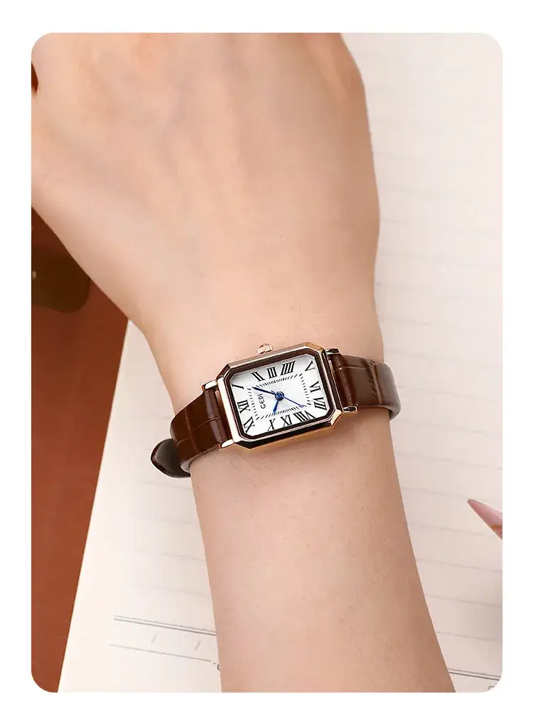 Gold Rose Gold Square Plate Women's Quartz Watch — feature 12