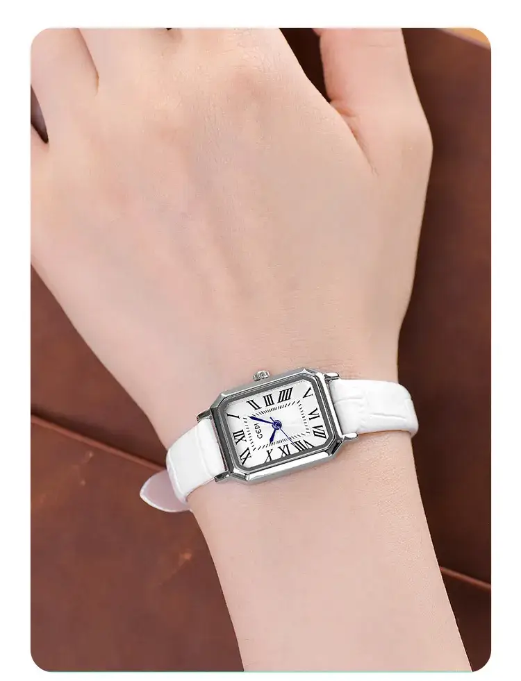 Gold Rose Gold Square Plate Women's Quartz Watch — feature 14