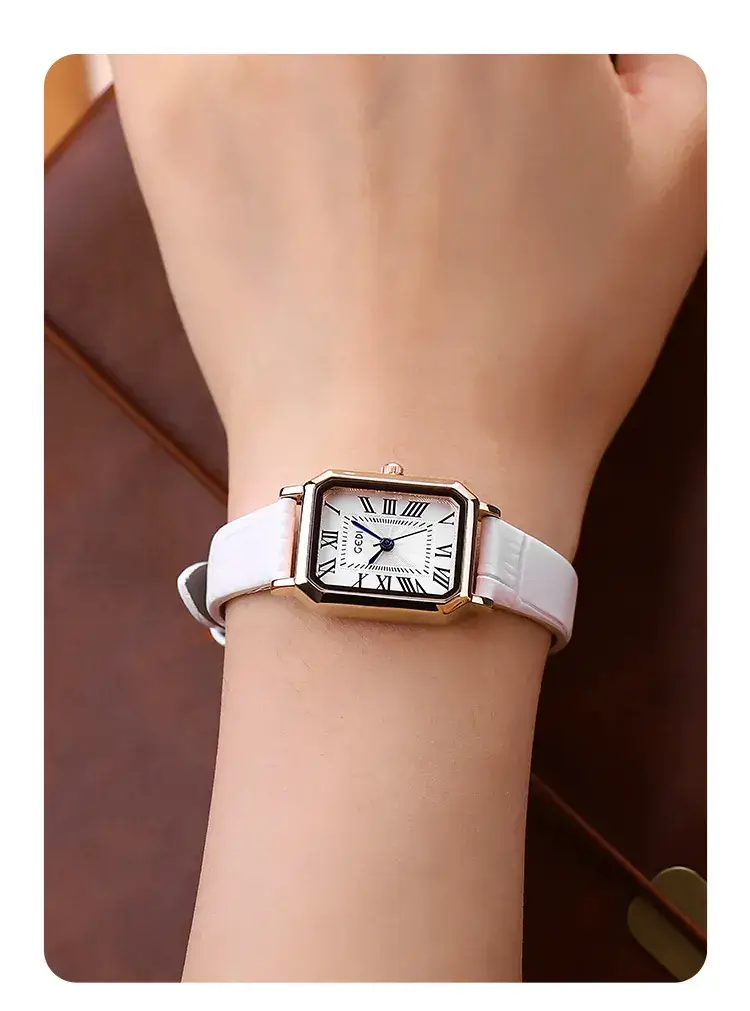 Gold Rose Gold Square Plate Women's Quartz Watch — feature 15