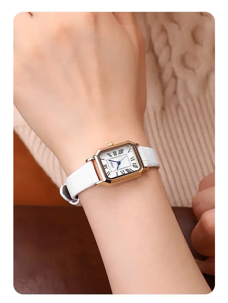Gold Rose Gold Square Plate Women's Quartz Watch — feature 16