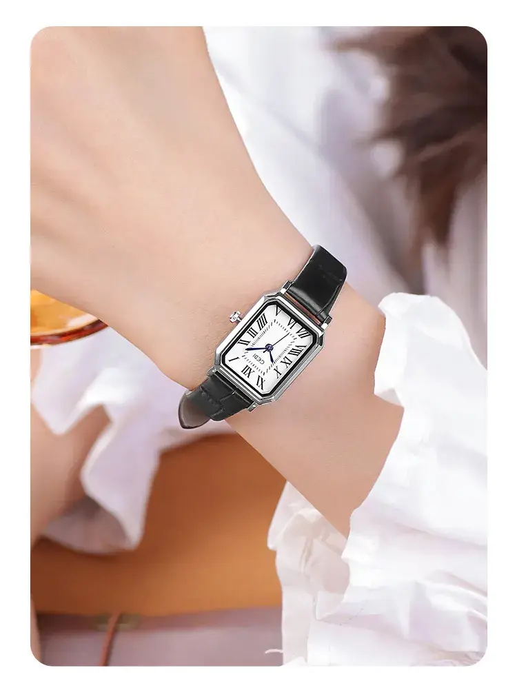 Gold Rose Gold Square Plate Women's Quartz Watch — feature 17