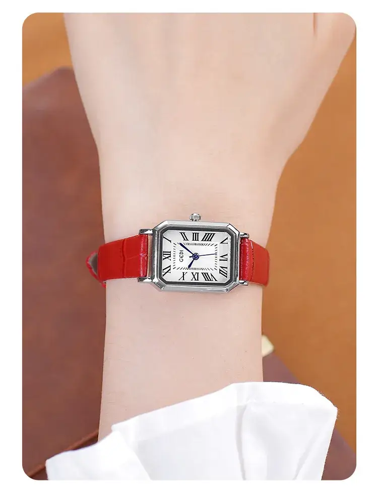 Gold Rose Gold Square Plate Women's Quartz Watch — feature 20