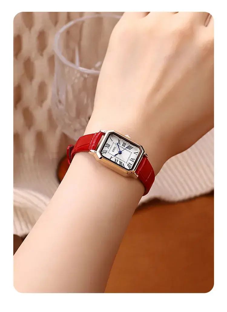 Gold Rose Gold Square Plate Women's Quartz Watch — feature 21