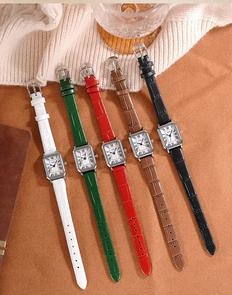 Gold Rose Gold Square Plate Women's Quartz Watch — feature 5