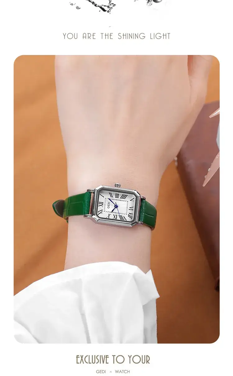 Gold Rose Gold Square Plate Women's Quartz Watch — feature 9