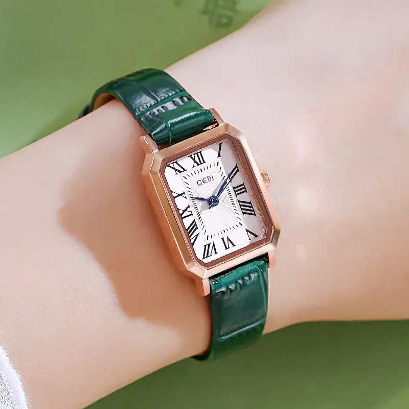Gold Rose Gold Square Plate Women's Quartz Watch - Image 4