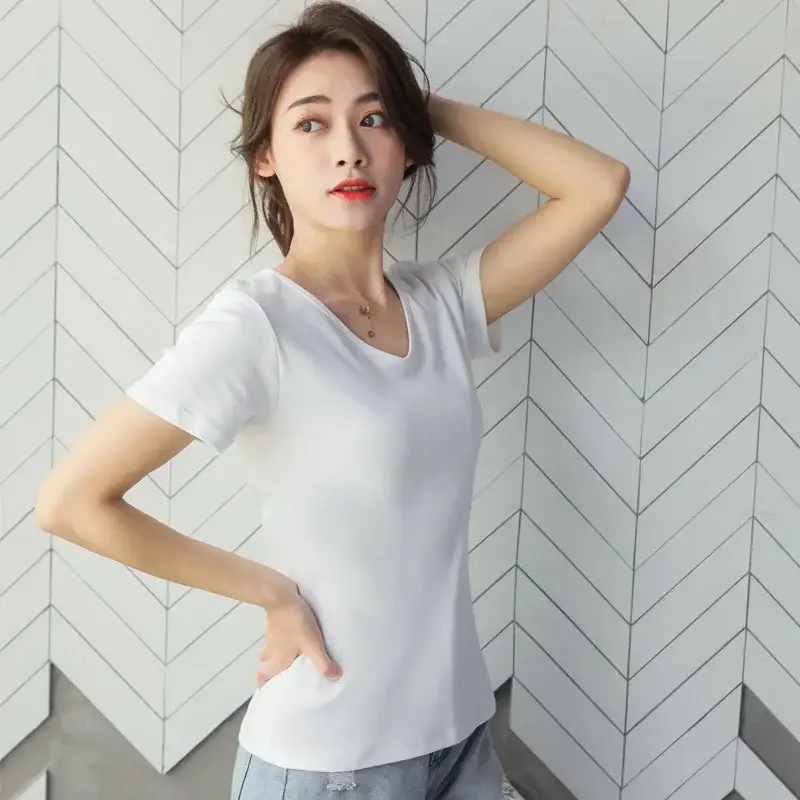 Women 2025 Short Sleeve T-Shirt Grey Modal Cotton Loose Fit
