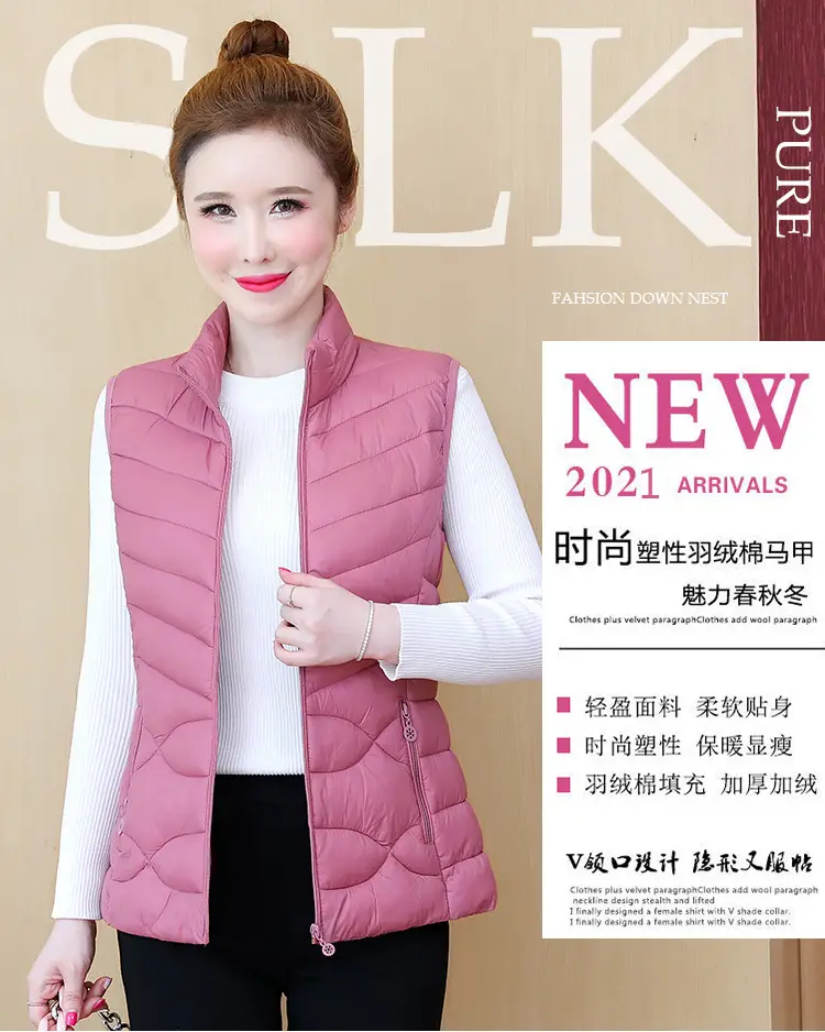 Women's Red Down Vest with Removable Cap - Image 4