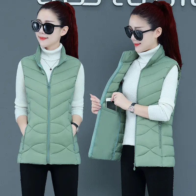 Women's Red Down Vest with Removable Cap - Image 7