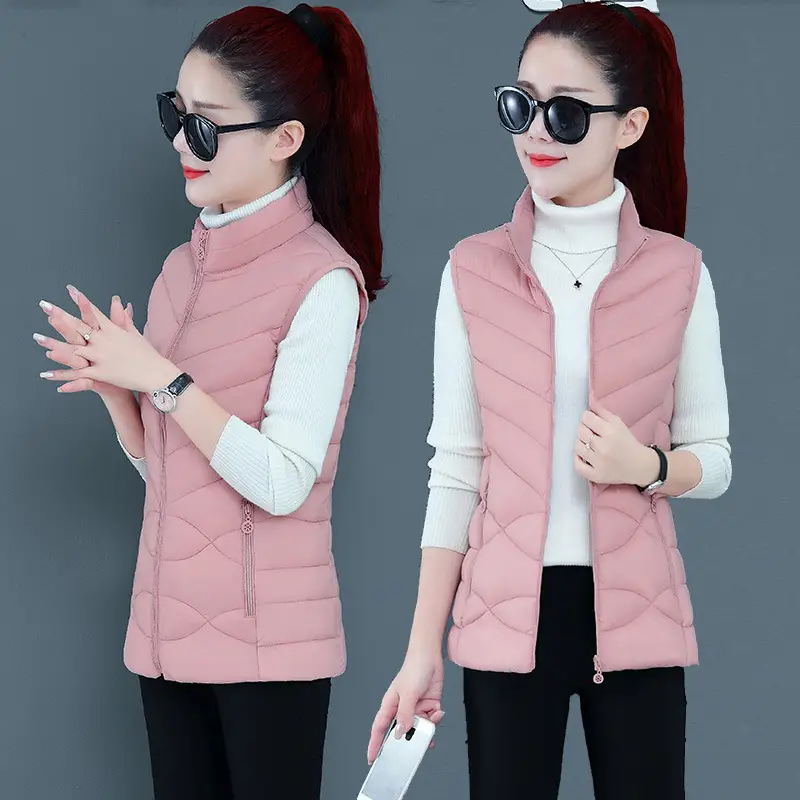 Women's Red Down Vest with Removable Cap - Image 9