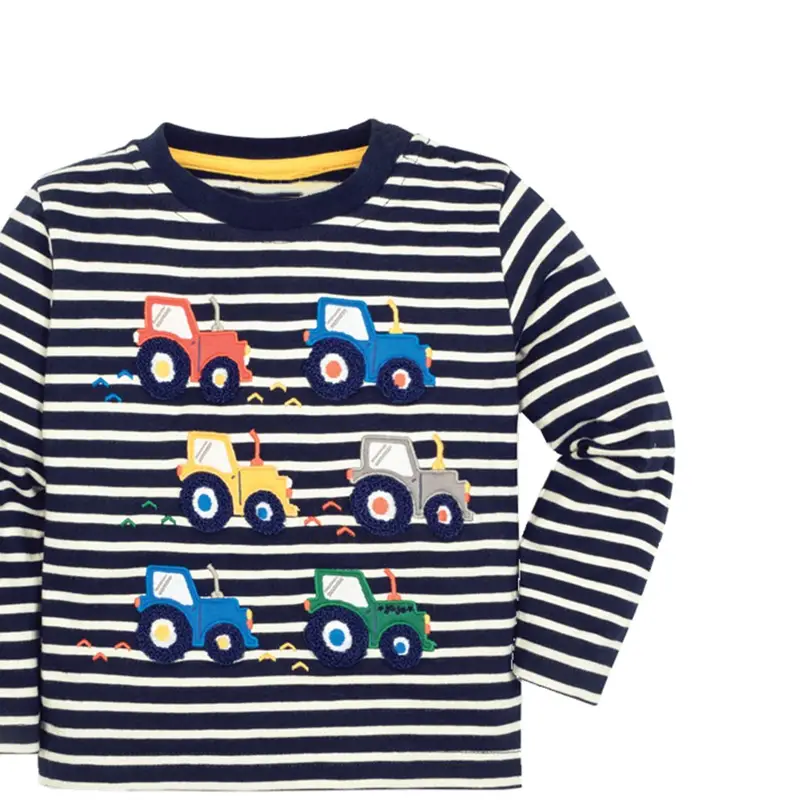 Children's Striped T-Shirt with Truck Print 2025 - Image 2